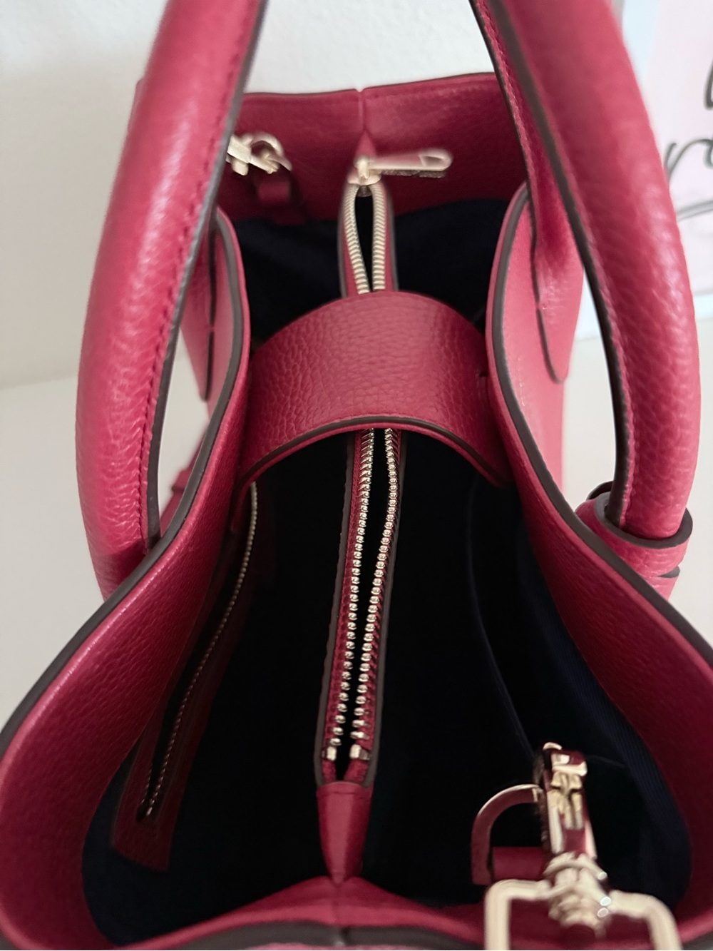 Aspinal of London Red Pebble Leather Midi Tote - Picture 6 of 13
